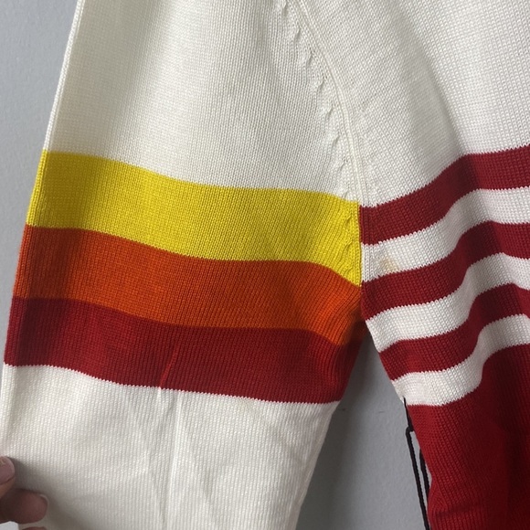 FOREVER 21 + WILSON COLLABORATION TENNIS SWEATER MULTI COLOR STRIPED SLEEVE NWT - Picture 10 of 13